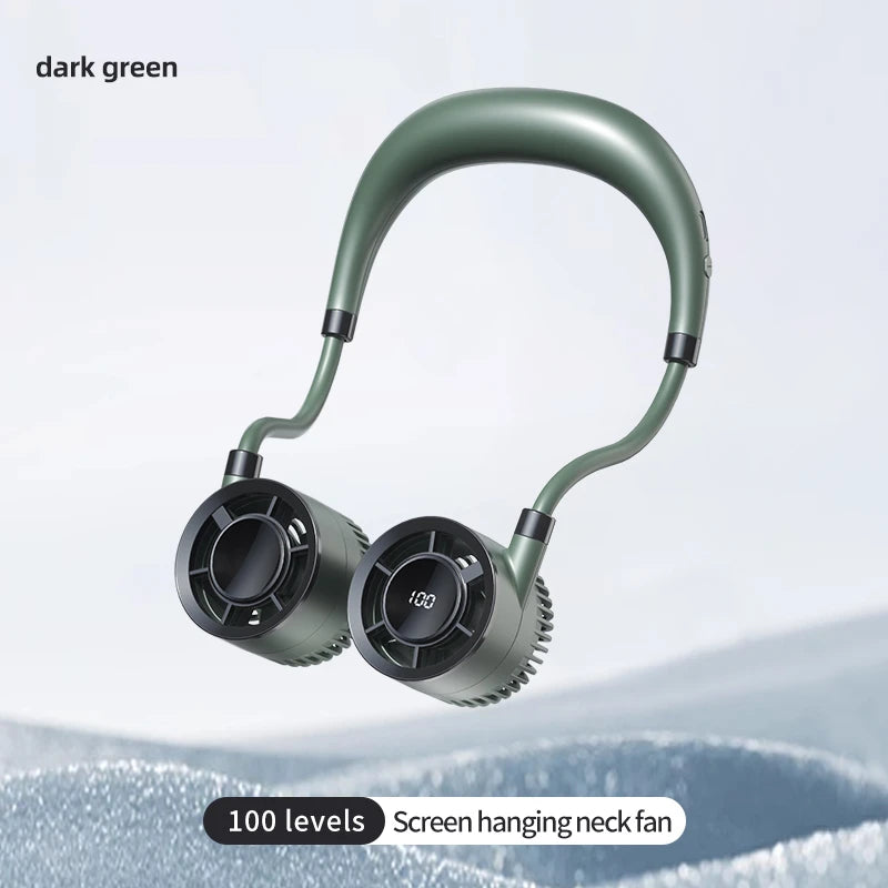 2026 Neck-hanging Small Fan Digital Display Screen Turbo Fan Fast Charging Lightweight Suitable For Indoor Outdoor Sports Use
