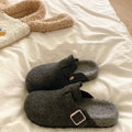 Evshine Winter Fur Clogs Slippers For Women Men Cork Footbed Plush Lined Mules Fuzzy Suede Potato Shoes Warm Furry House Clogs