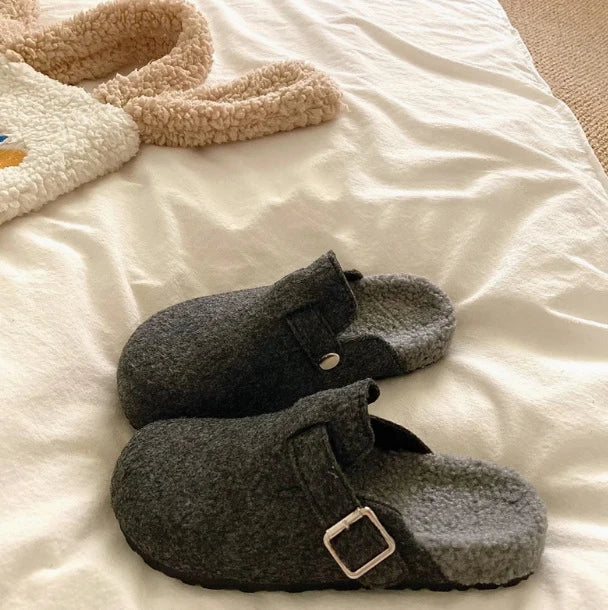 Evshine Winter Fur Clogs Slippers For Women Men Cork Footbed Plush Lined Mules Fuzzy Suede Potato Shoes Warm Furry House Clogs
