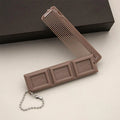 2 in 1 Portable Folding Comb Chocolate-Shaped Mini Compact Hair Comb with Mirror Creative Travel Hair Smooth Styling Tool