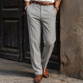 Classic Men Mid Waist Straight Leg Suit Pants Formal Business Office Work Dress Trousers Belt Loops Casual Slacks | SAMAG
