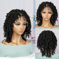 Dreadlocs Wigs Short Box Braided Wigs Synthetic 9x6 Lace Closure Wig Ombre Butterfly Twisted Locs 12inch for Afro Men/ Women