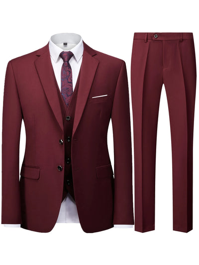 Men's Burgundy 2-Piece Suit Set (Blazer + Trousers Only | SAMAG