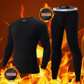 2-piece Autumn And Winter Men's Black Casual Warm Underwear Set Large Comfortable Round Neck Sports Fitness Base Shirt Sleepwear