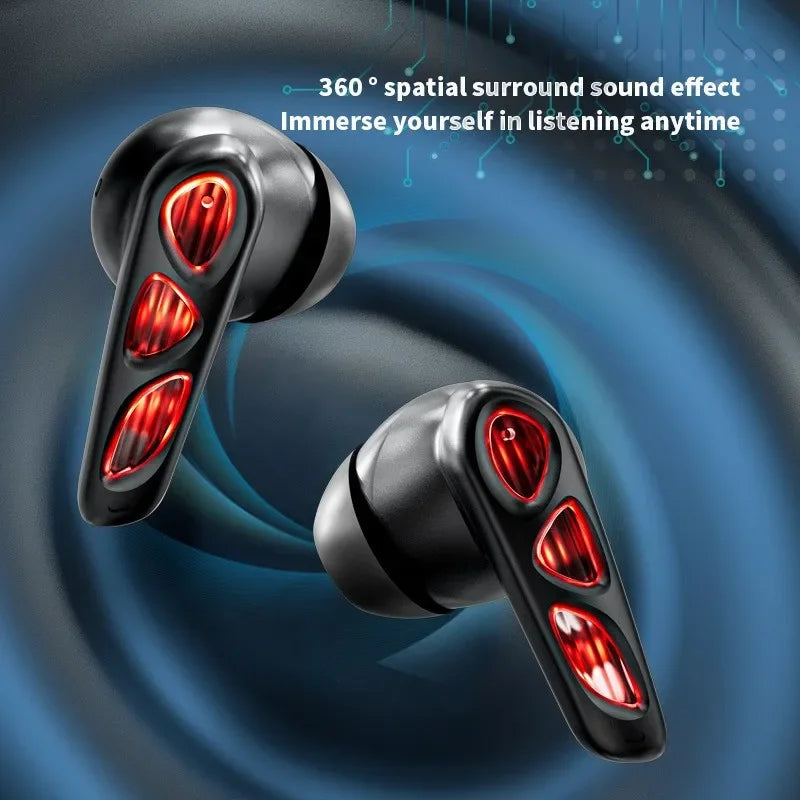 Gaming Wireless Earbuds Low Latency RGB Cool Ambient Light ANC Noise Canceling Bluetooth 5.4 In-ear Earphones For Esport Gamer
