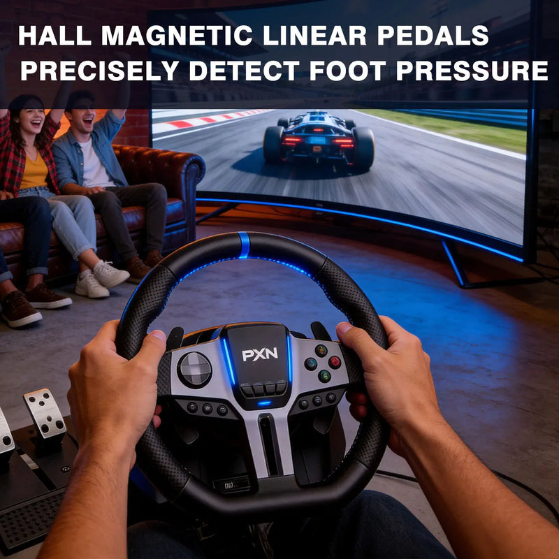 V9 Gen2 Gaming Steering Wheel for PC PS4 Switch with Handbrake Brake Pedal Clutch Gas Pedal