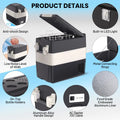 53QT 12V Car Refrigerator 50L Portable Fridge Freezer, 0F-50F Electric Cooler, AC/DC For Truck Boat RV Camping Travel