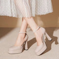 Women's Super High Heels Pointed Tip Thick Heel Ankle Strap Platform Heels Side Cutout Sexy Wedding Banquet Sandals
