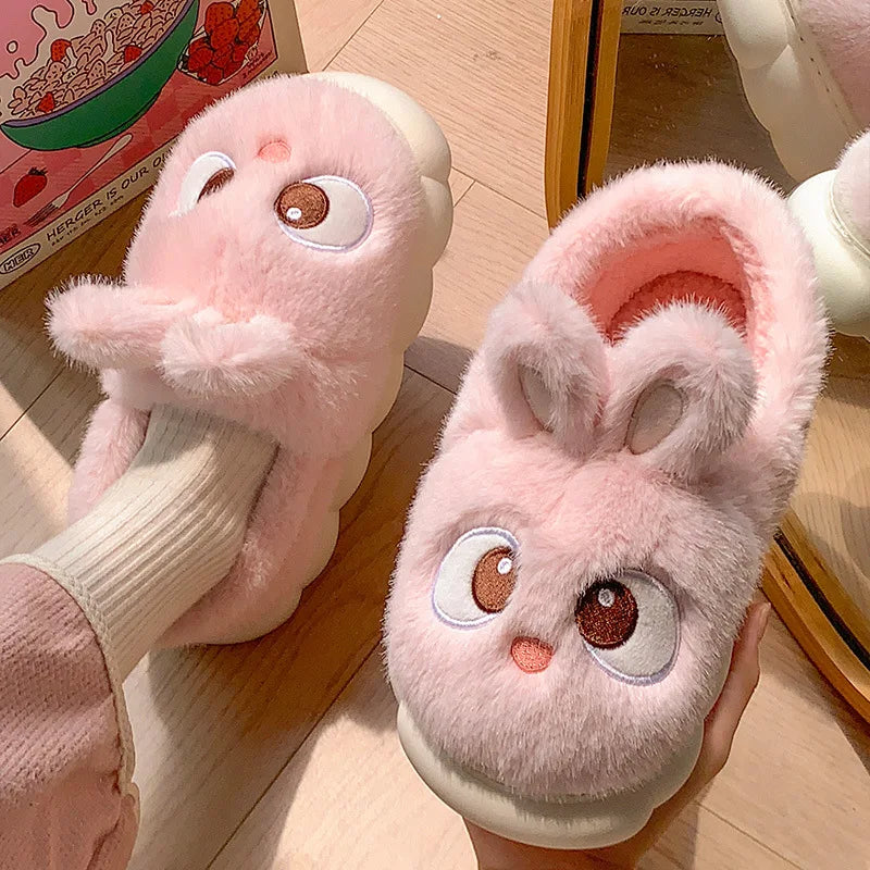 Women's Cotton Slippers Winter Indoor Home Warm and Velvet Household Parent-Child Wool Cotton Shoes Women Wear Outside Winter