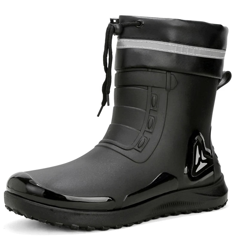 Fashion Outdoor Men's Rain Boots Short Tube Hiking Fishing Water Shoes Anti-slip Chef Work Ankle Boots Waterproof Non-slip Shoes