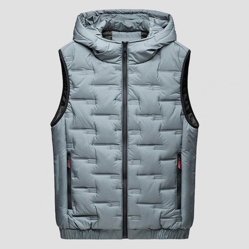 Men Autumn Winter Thickened Waistcoat Hooded Sleeveless Zipper Placket Vest Coat Down Vest Outwear Men's Iinsulated Vest