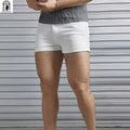 Men's Sexy Slim Fit White Denim Shorts, Rolled Cuff | SAMAG
