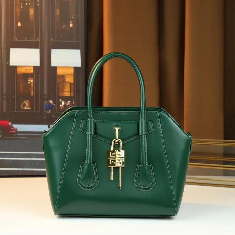 Simple casual metal lock tote 2026 new versatile large-capacity Boston bag