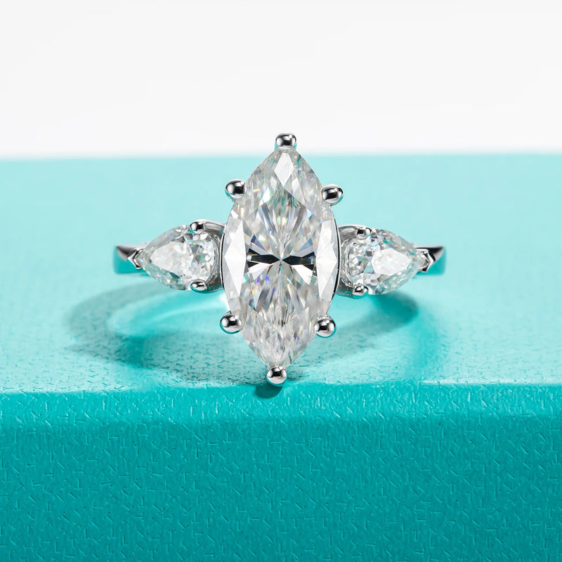 AnuJewel 4cttw Marquise Cut D Color Moissanite Diamond Engagement 925 Sterling Silver Rings For Women Jewelry Wholesale