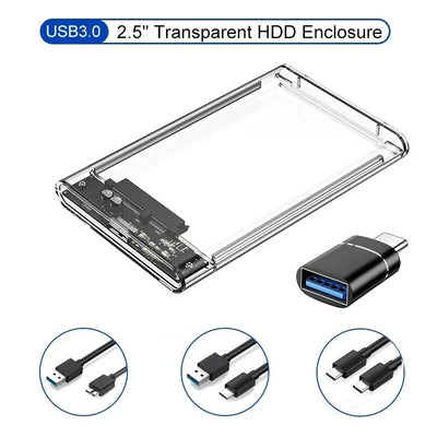 Transparent HDD Case Enclosure 2.5 Inch SSD SATA To USB | SAMAG
