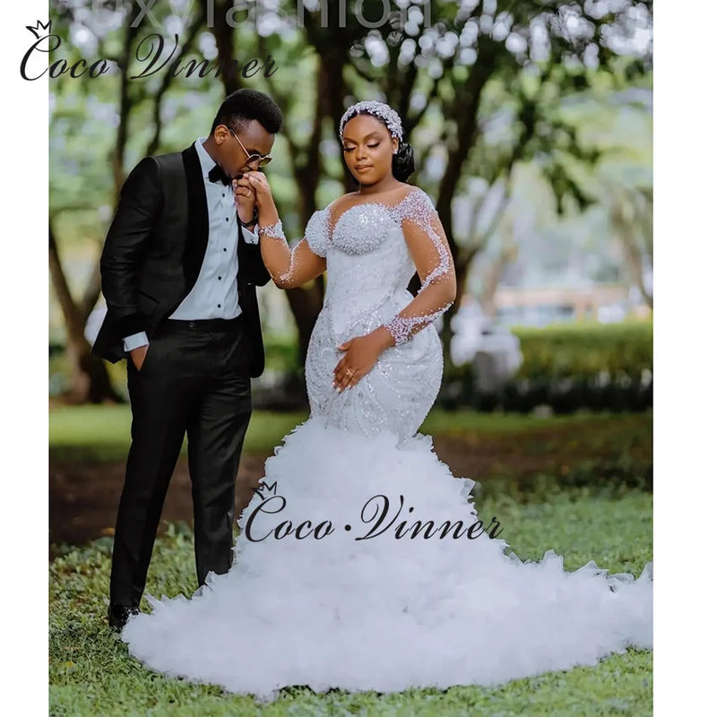 Customized Africa Luxury Mermaid Wedding Dress For Women - View 6 | SAMAG