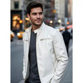 Men's PU leather jacket stand-up collar slim-fit vintage-style biker jacket spring/fall top