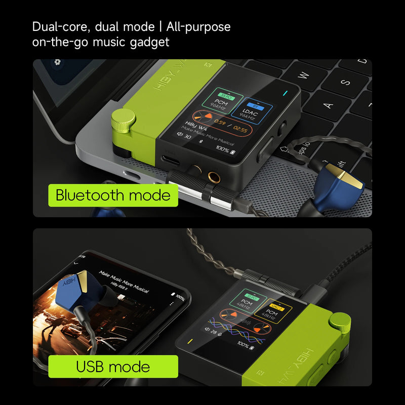 HiBy W4 3.5mm 4.4mm Wireless Audio HiFi Headphone Amplifier USB DAC Bluetooth 5.4 QCC5181 AC7923B DSD512 CS43198*2 CarPlay LDAC