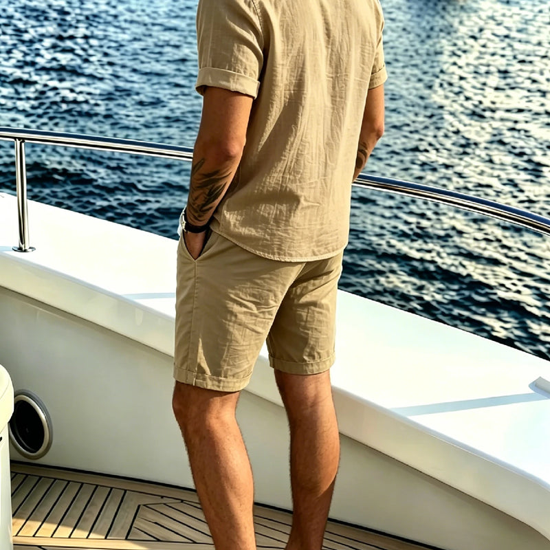 Men's Island Vacation Shirt & Shorts, Textured Breathable | SAMAG