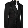 Luxury Suit 2 Pieces Set For Man Beading Tuxedos Lapel One Button Customized Blazer Casual Business Sequined Wedding Groom