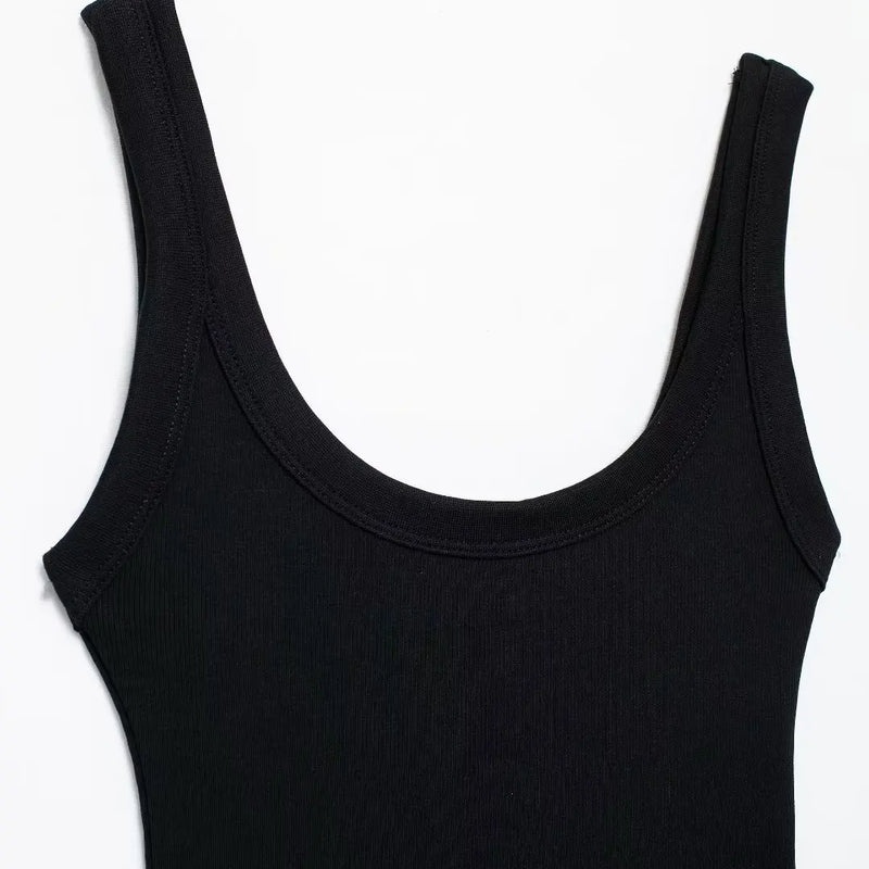 Women's Skinny Ribbed Bodysuits O Neck Straps Snap-Button Sexy Fashion Female Playsuits Comfortable Stretchy Clothing