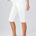 Women's High Waisted White Leggings Knee - Length Yoga - View 4 | SAMAG