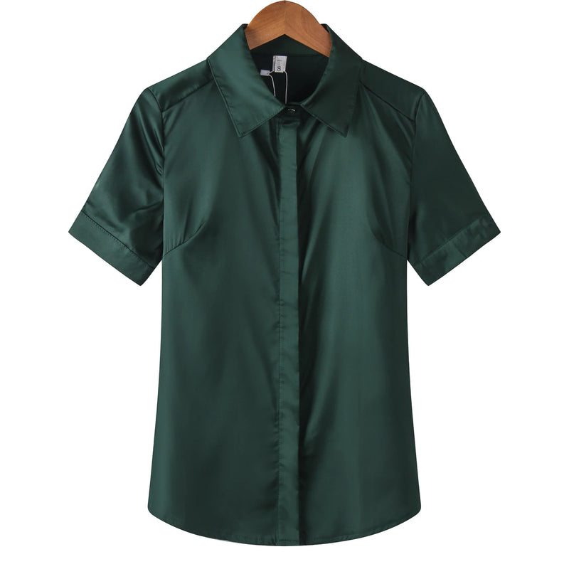 Simulation Silk Shirt Women's Short Sleeve New Wild - View 6 | SAMAG