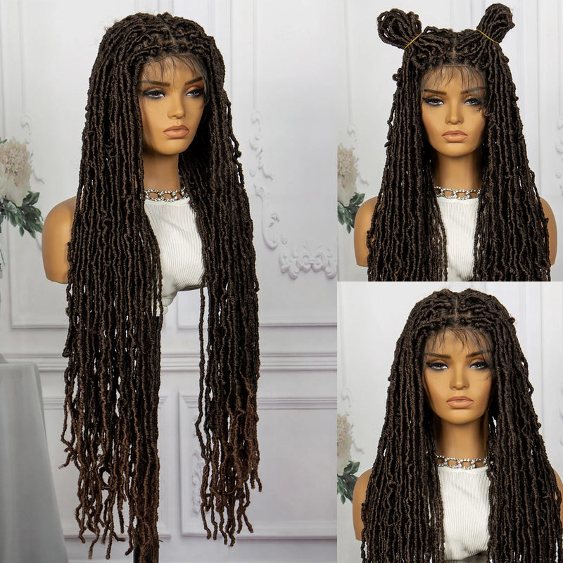 Pink Soft Faux Braids Wig for Black Women 36 Inches Synthetic Knotless Box Braided Wigs with Baby Hair Full Lace Dreadlock Wig