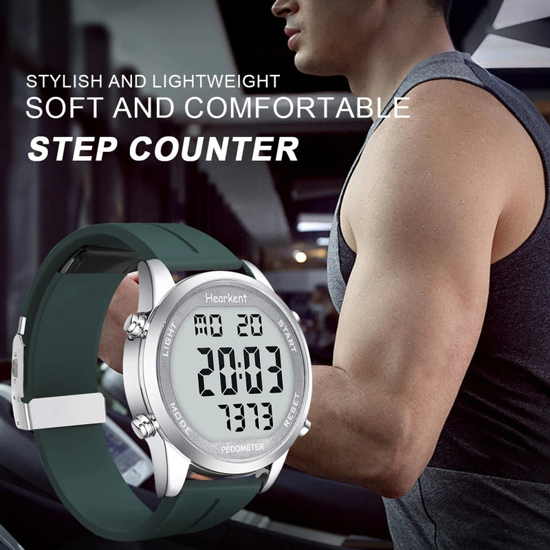 Hearkent Pedometer Watch Men's Digital Watch No Bluetooth Sport Watches Step Calories Counter Walking Fitness Tracker Wristwatch