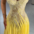 Luxury Lace Chiffon Strapless Evening Dress Beaded A-Line | SAMAG