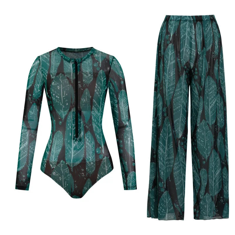 Women's Long Sleeve Swimwear Sunscreen One Piece Swimsuit | SAMAG