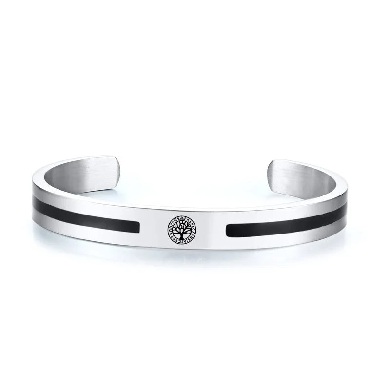 Men Bangle, Enemal Viking Logo Cuff Bracelet For Gentleman, Stainless Steel Minimalist - Visuel 23 | SAMAG