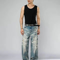 【HME】Men's jeans Street‑Style Distressed Denim Pants | SAMAG