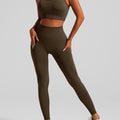 Women's Seamless Workout Set High Waisted Yoga Pants & Sports Bra with Removable Pads Booty Lifting for Running Training