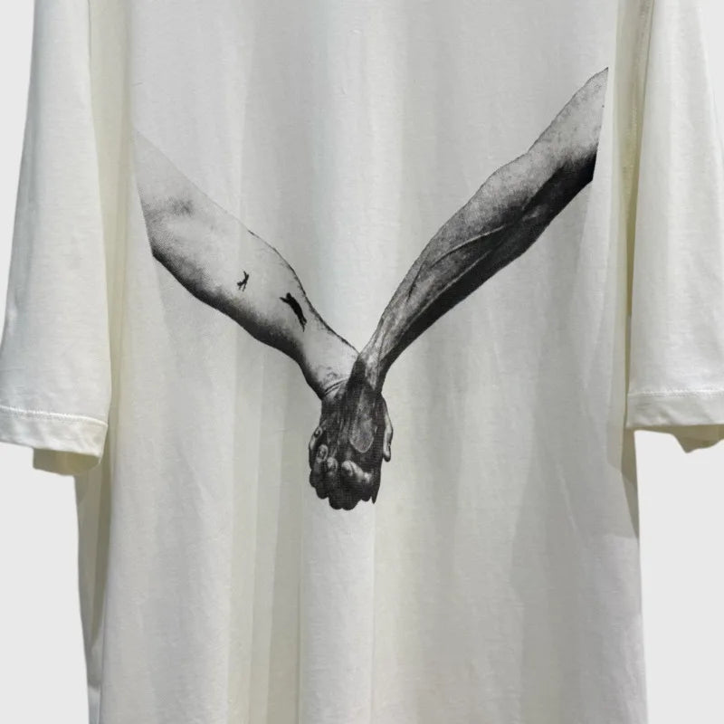 HKSH Spring Summer New Men's RO Style Round Collar Printed T-shirt Oversized Chic Cotton Chic Top American Loose Y2K Tees HK4638