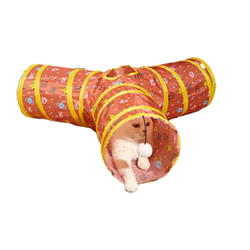 Cat Teaser Wand Toy Self Entertainment Maze Tunnel Collapsible Drill Channel Interactive Play Toy For Indoor Kitten Cat Pet