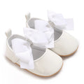 VALEN SINA 0-18 Months Newborn Girl White Baptism Shoes Bow Non-slip Rubber Soft-Sole Flat PU First Walker Mary Janes