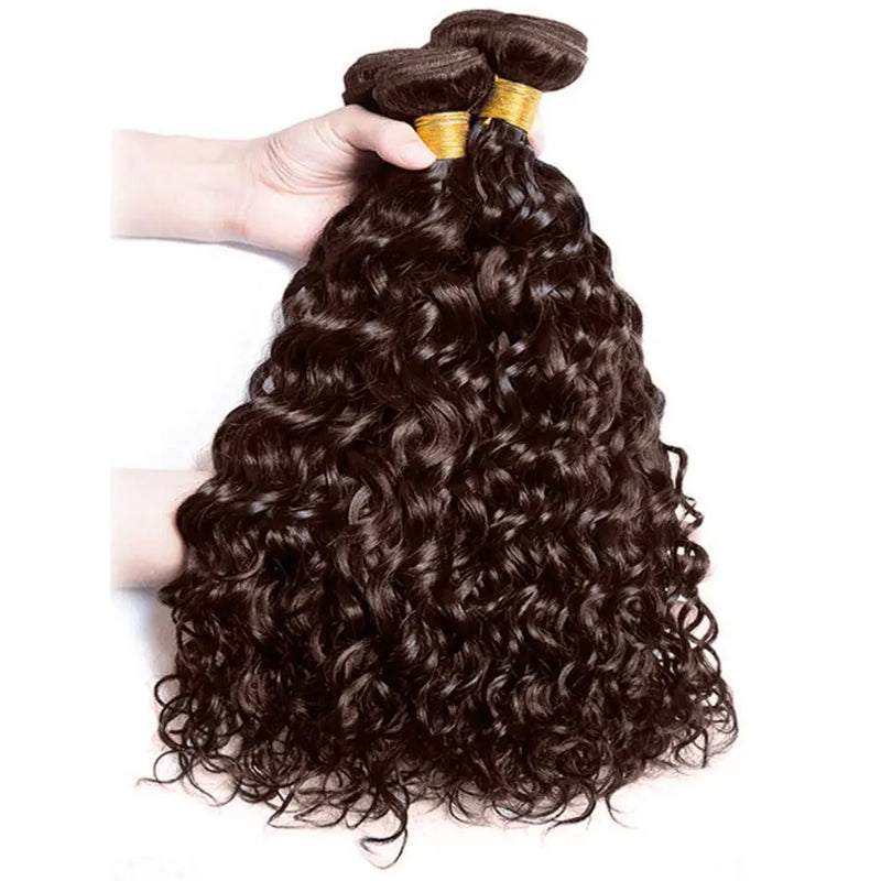 4 Chocolate Brown Water Wave Bundles Ombre Colored Deep Curly Raw Human Hair Bundles Deal Hair Extension Hair Weave Double Weft