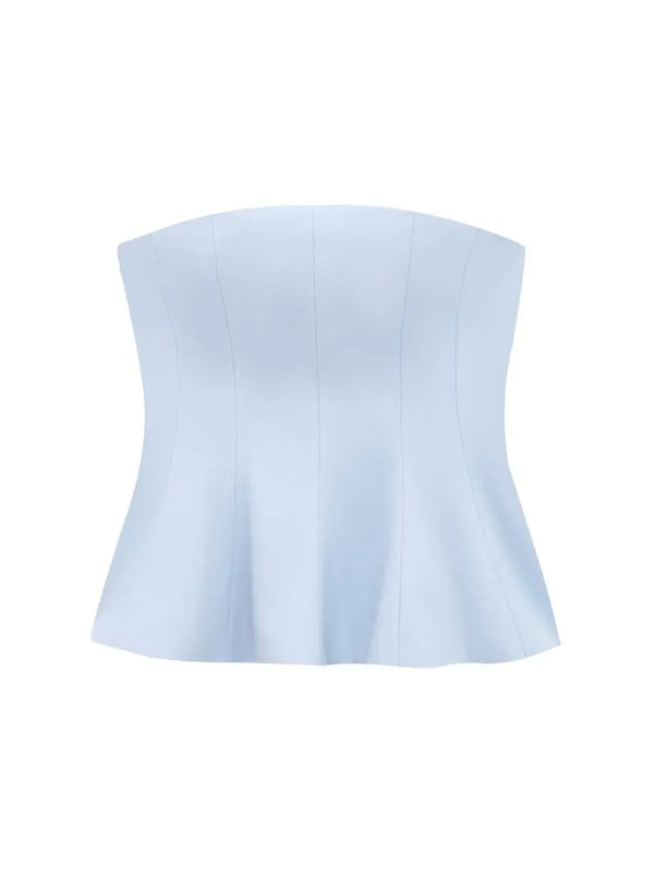 Women Sexy Fashion Strapless Peplum Bustier Tops Straight Neck Side Zipper Female Camis Mujer