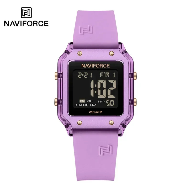 NAVIFORCE New Wristwatch for Women Multifunction Digital Waterproof Auto Date Display Silicone Strap Fashion Luxury Woman's Watc