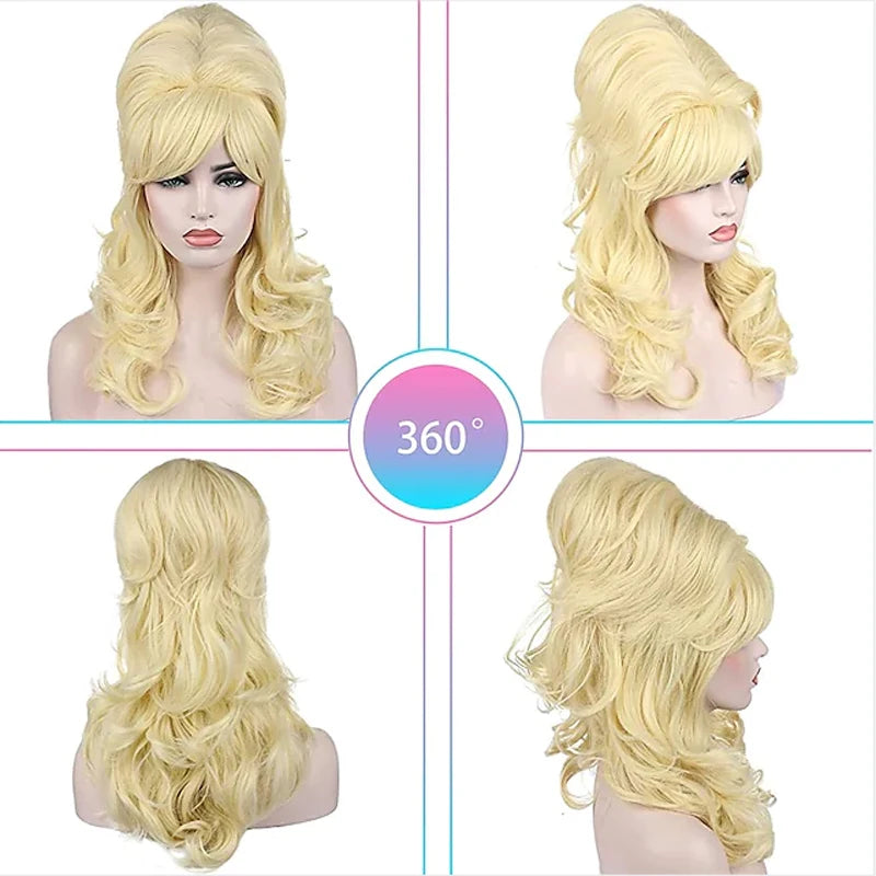 HAIRJOY Beehive  Wig Womens Curly  Long Heat Resistant Synthetic Hair Cosplay Wigs