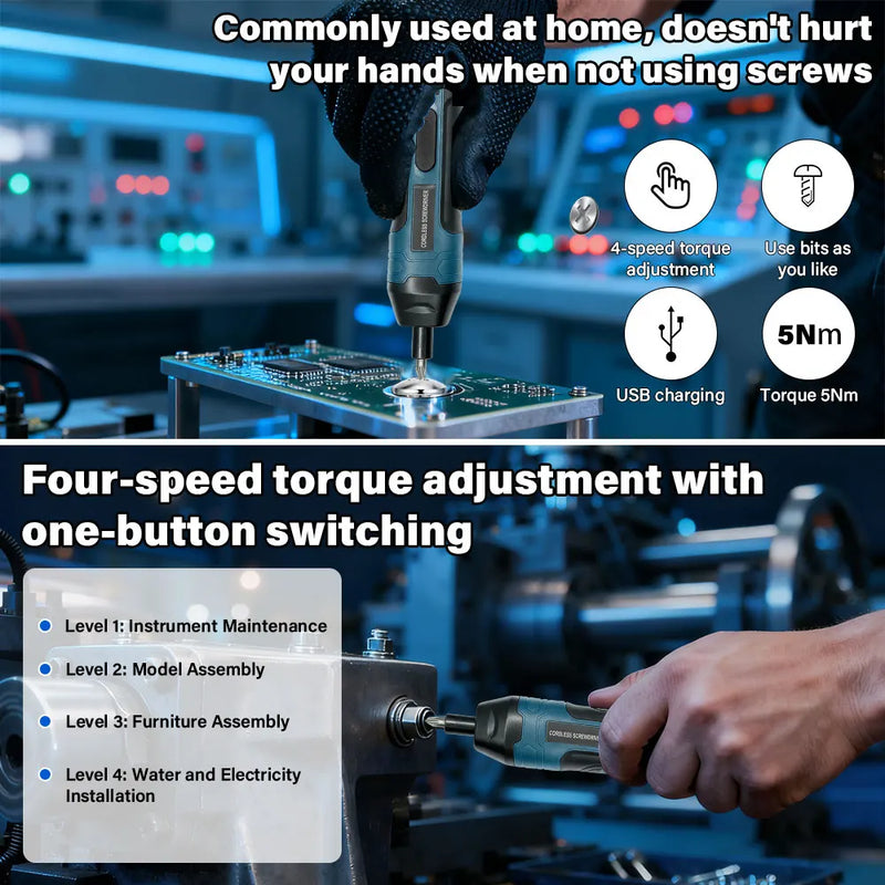 1300MAH Rechargeable Cordless Electric Screwdriver Set 3.6V Power Drill 4 Torque Screw Driver Household - View 4 | SAMAG