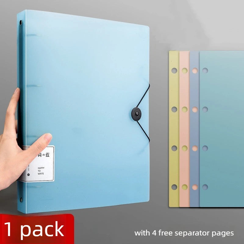 4-Hole A4 Paper Punch Binder Loose Leaf File Folder with Insert Pages Coil Binding Ring Binder for Home Office School Documents
