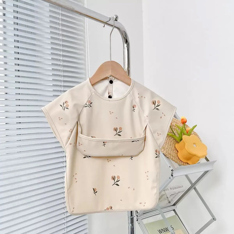 Cute Baby Bibs Toddler Baberos Bavoir Waterproof Short Sleeve Apron Cartoon Animals Children Feeding Smock Bib Baby Stuff 0-6Y