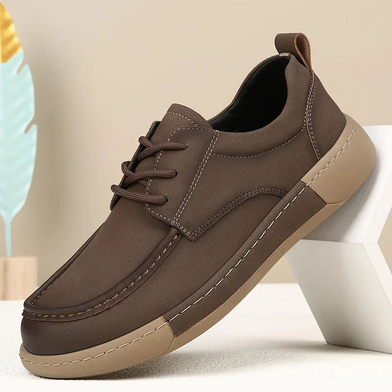 New Autumn Retro Genuine leather fashion casual trend versatile anti slip comfortable breathable simple sports men's board shoes
