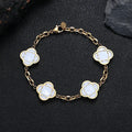 Trendy Men Petal Charms Chain Bracelet,Stainless Steel Natural Shell Chain Wristband, Birthday Anniversary Father Gift