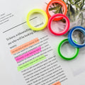 5Rolls Transparent Fluorescent Index Tabs Flags 5 Colors Book Annotation Sticky Note Highlighter Tape School Office Supplies
