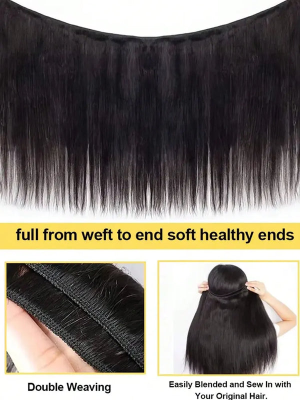 Straight Bundles Human Hair 12A Human Hair 3 Bundles Straight Hair Brazilian Hair Human Hair Bundles Virgin Human Hair Bundles Remy Human Hair Bundles 20 22 24 Inch Human Hair Extensions
