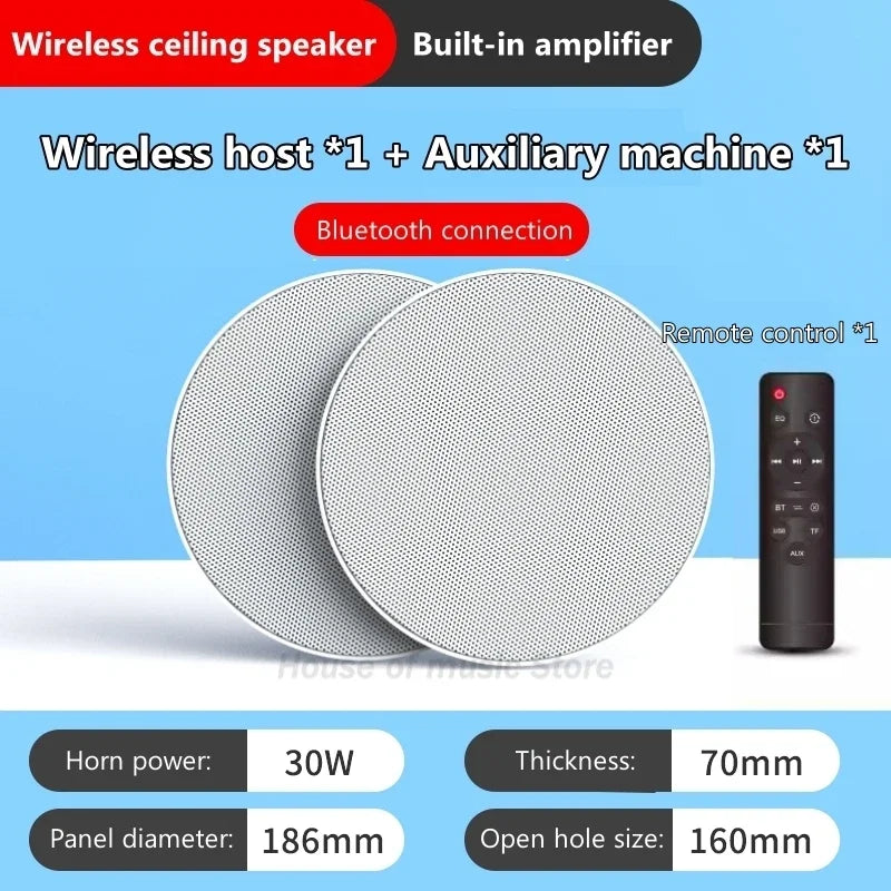 High Quality Home Theater Ceiling Speakers 30W High Power Host Wiring-free Wireless Bluetooth Connection With Remote Control