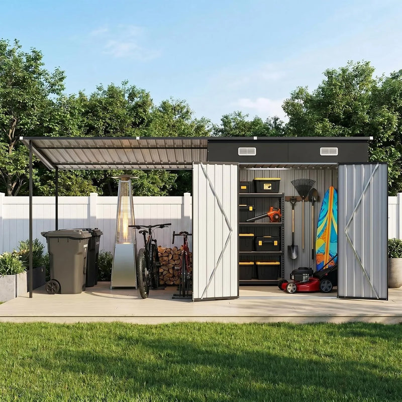 7x6 FT Outdoor Storage Shed & Hardtop Canopy Gazebo | SAMAG
